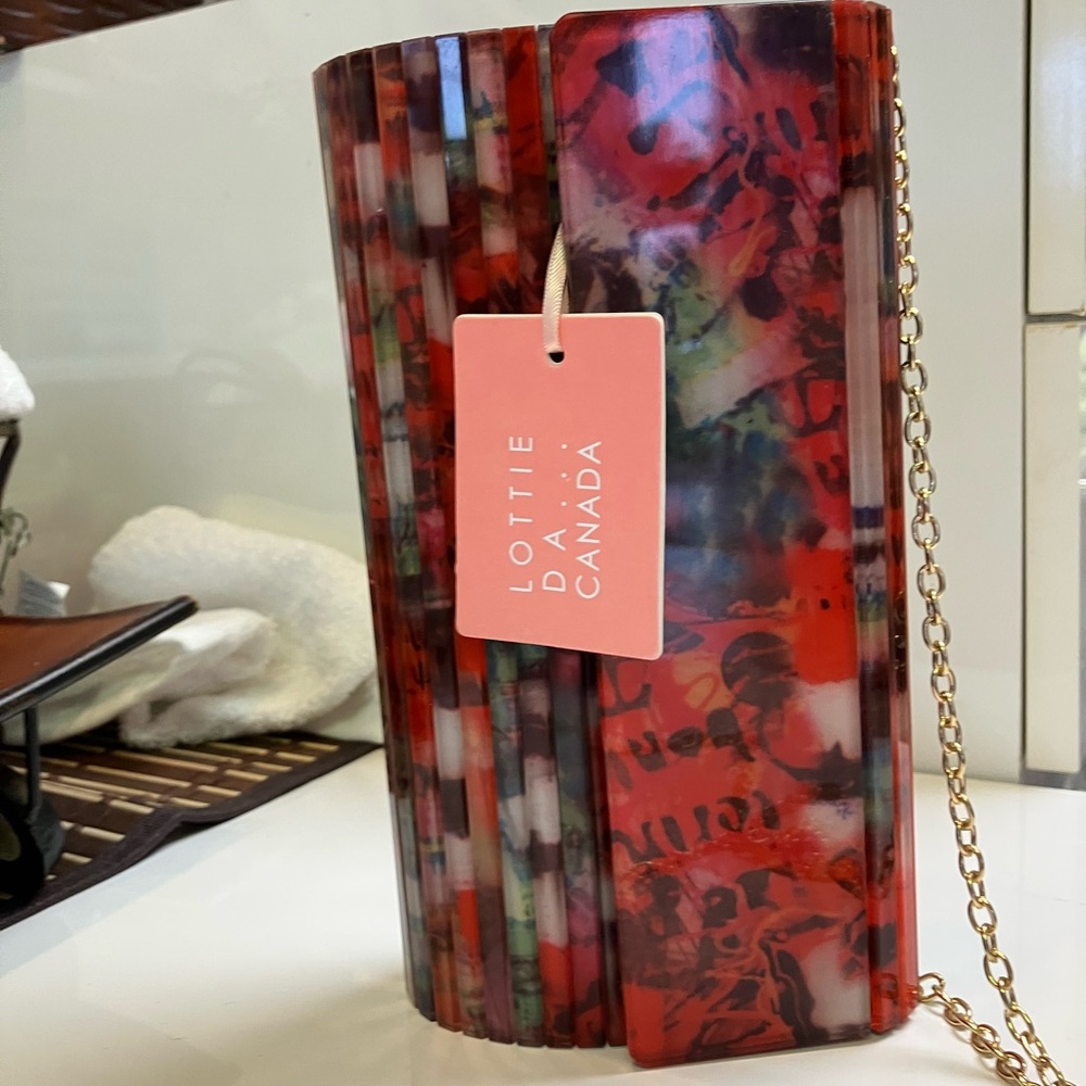 Red Multicolor Clutch Bag